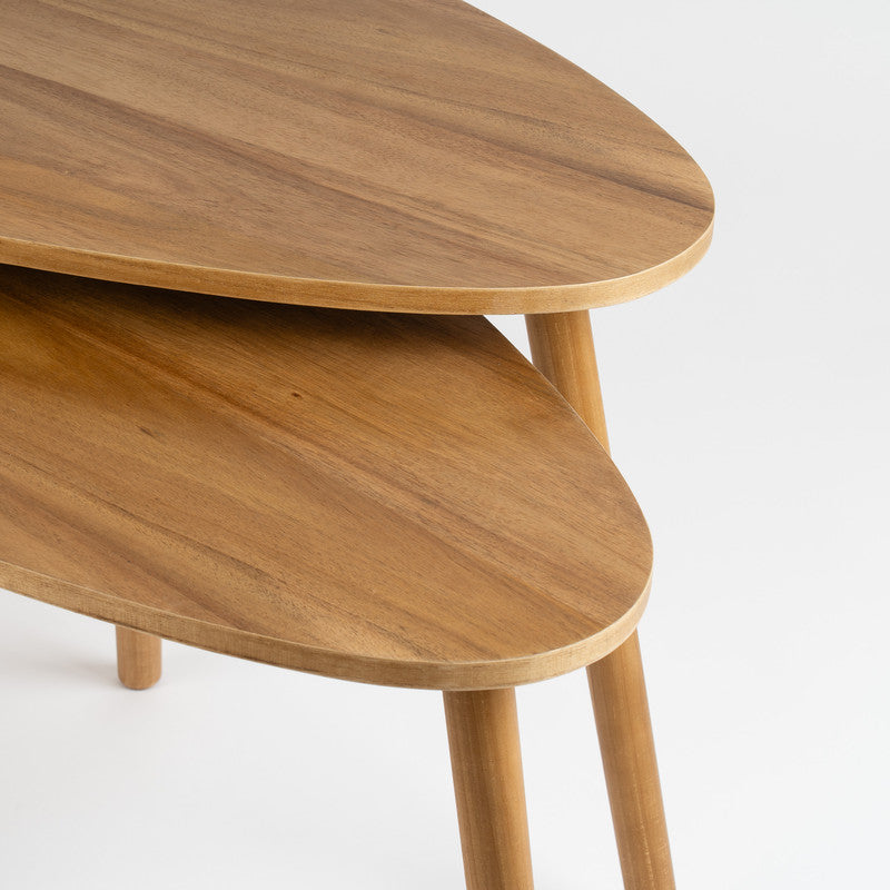 Set of 2 Wooden Oval Tables Nest